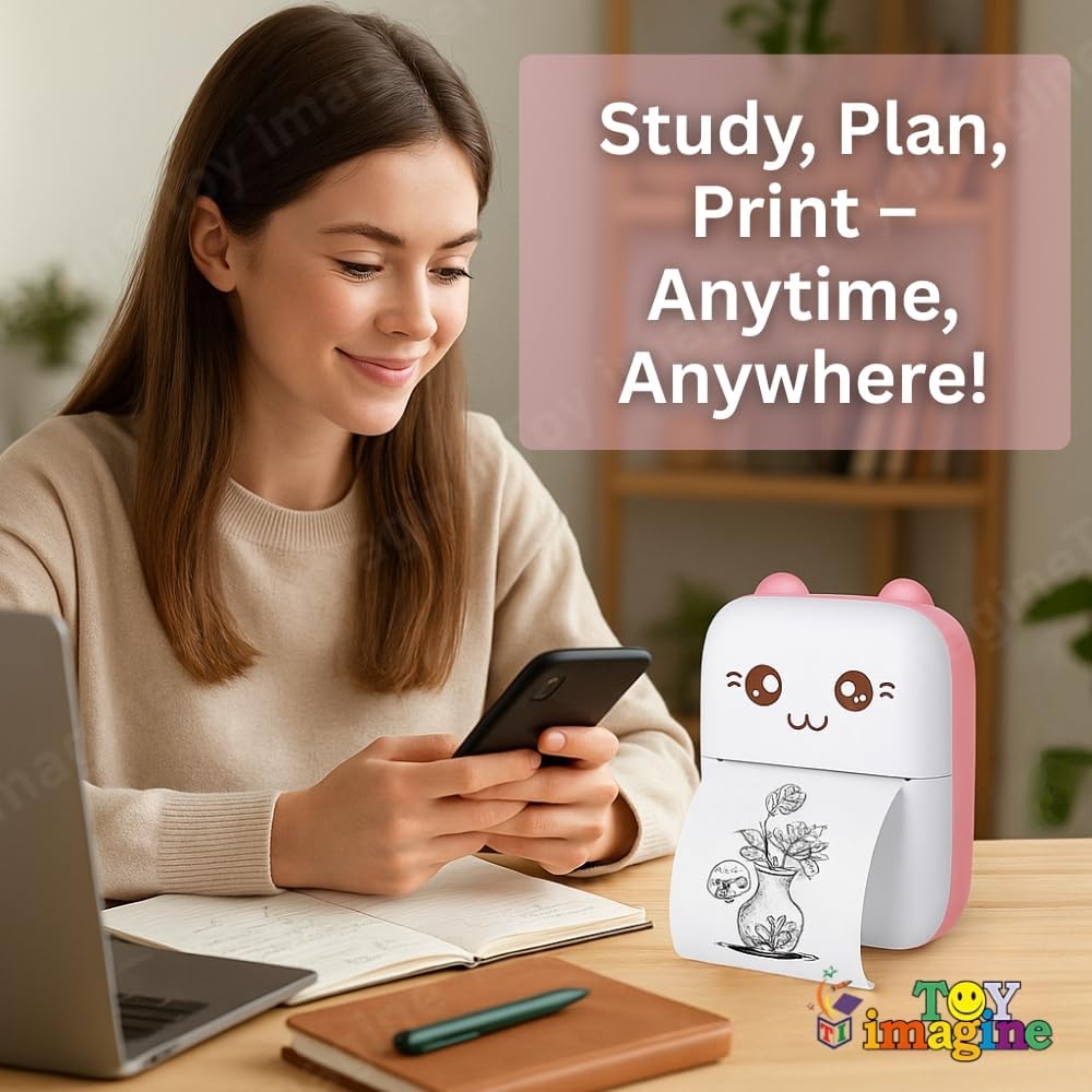 Toy Imagine Mini Portable Thermal Printer Wireless Bluetooth Label Printer 57mm Sticker Notes Print 2026 - view 7