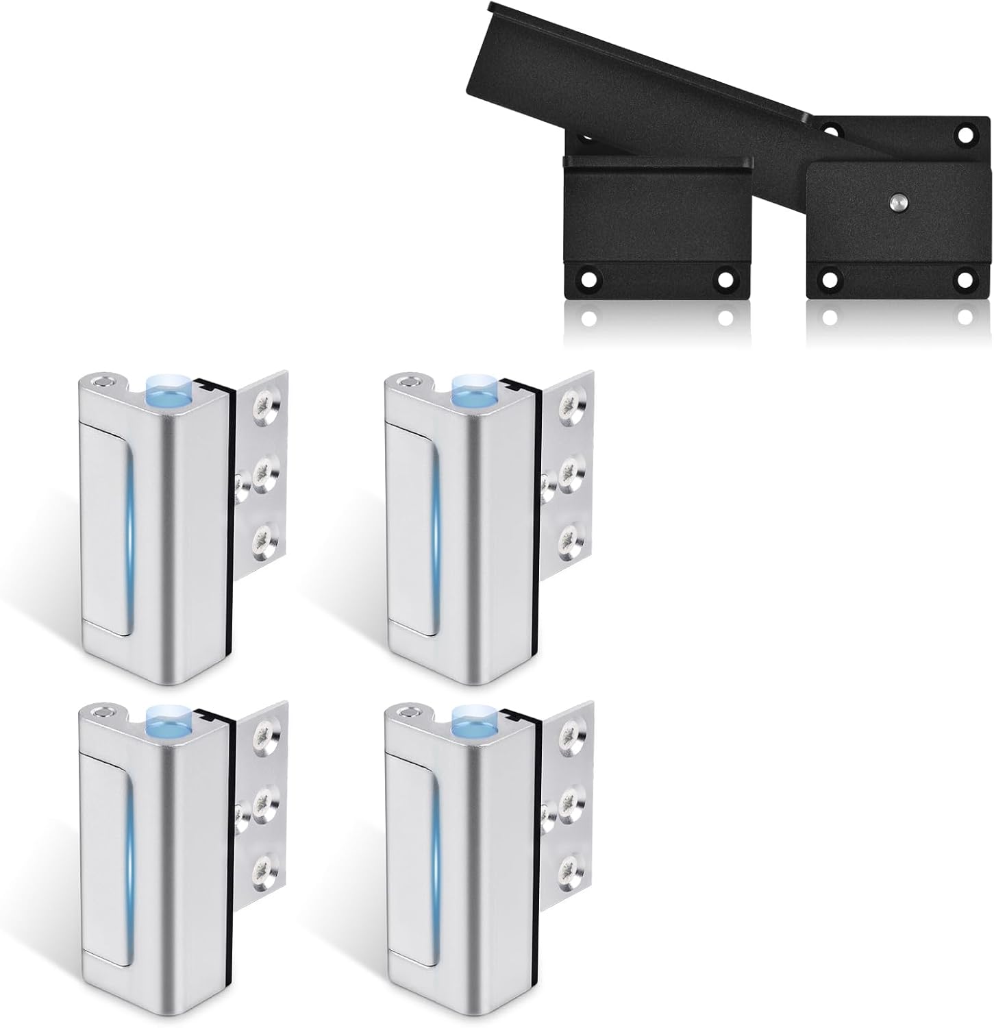 Home Security Door Reinforcement Lock, Childproof Safety Door Lock Latch Stopper. Flip Gate Latch Lock with Padlock Hole, 3.5mm Aluminum Alloy Door Latch for Outdoor Wooden Fence,Barn Door,Shed