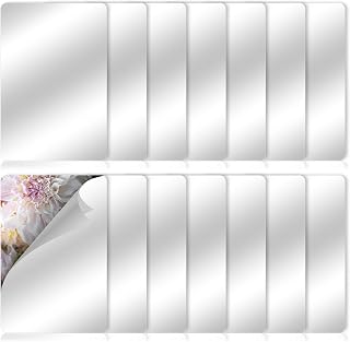 14 Pieces 4 x 6 Inch Acrylic Mirror, Plastic Shatterproof Mirror, Unbreakable Mirrors Non-Glass Safety Reflective, Double-Sided Mini Square Mirrors for Home Classroom DIY Crafts
