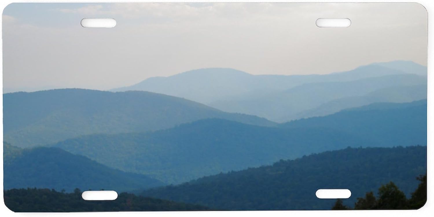 CafePress Blue Smokey Mountains #02 Aluminum License Plate, Front License Plate, Vanity Tag