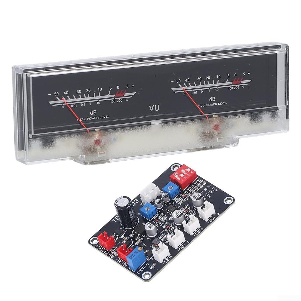 Medidor de volumen con kit de placa de conductor, medidor de base de datos de ajuste de potencia con indicador de nivel de audio, control de oscilación de aguja de brillo ajustable para estudio de