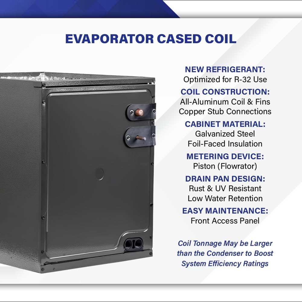 Goodman 4 Ton 13.4 SEER2 Central Split AC Unit | 80% 100000 BTU Natural Gas Furnace, Evaporator Cased Coil, & Single Stage Air Conditioner System - R32 Upflow