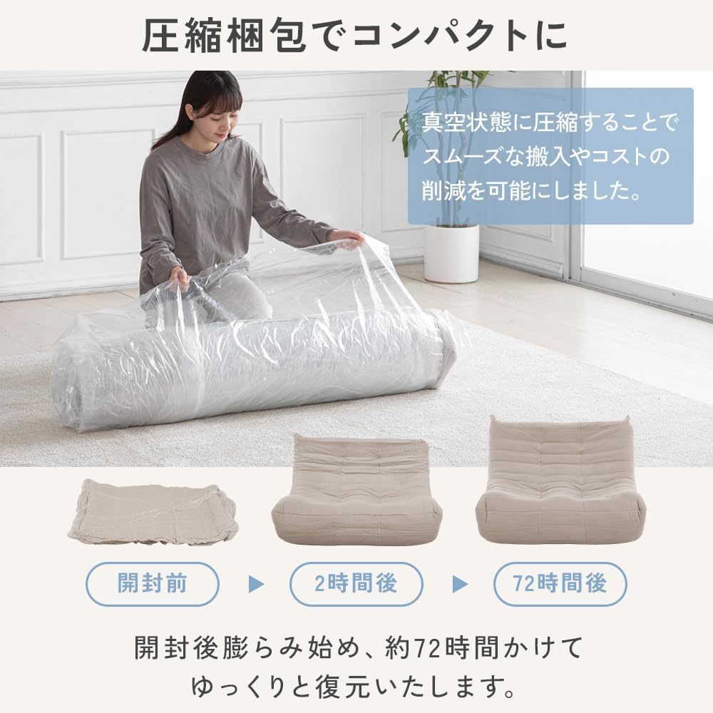 ソファー ウレタンソファー 2人掛け ロータイプ ハイバック 密度32D ファブリック 肉厚クッション 【Detive】 軽量 コンパクト