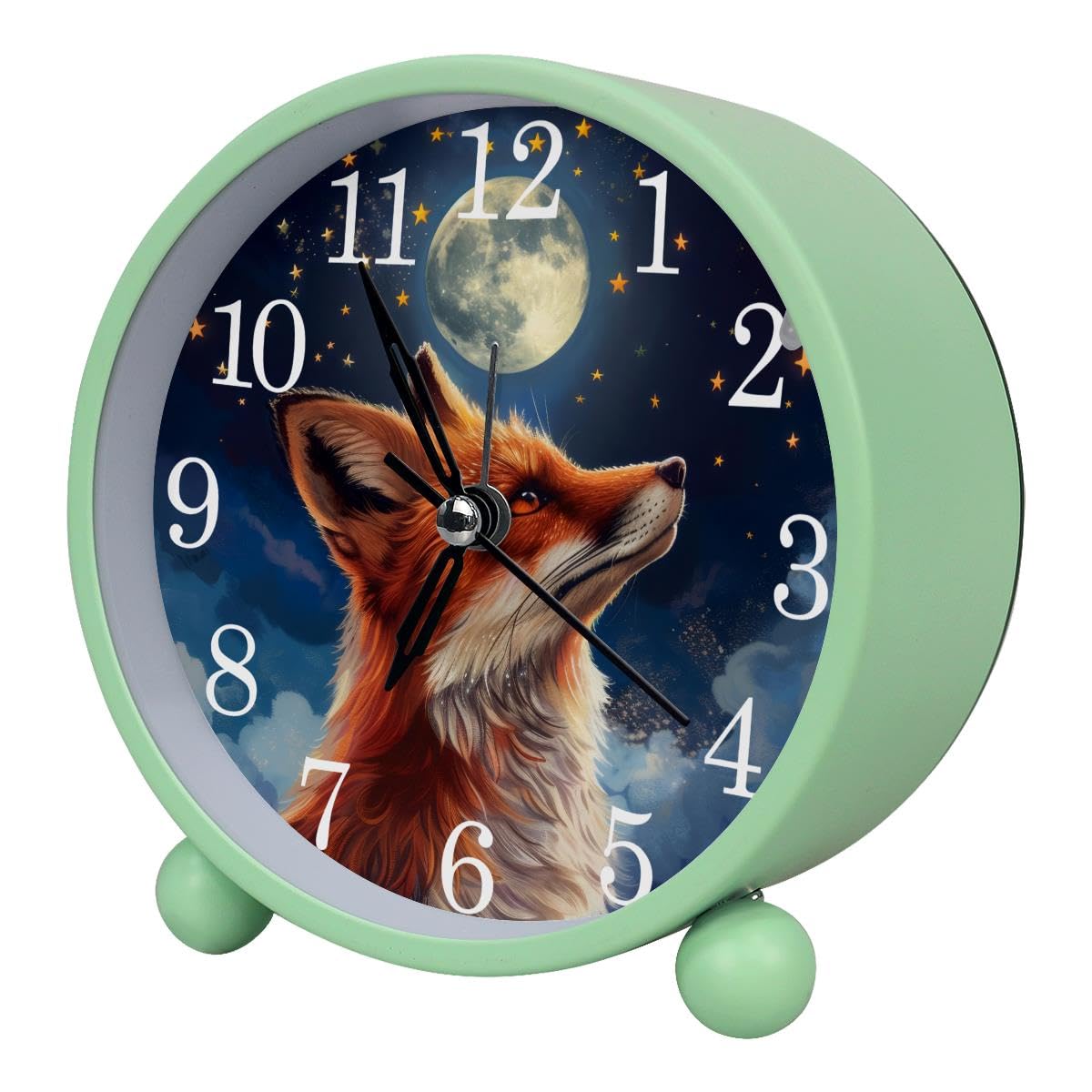 Luoweisi Alarm Clock Fox Starry, Silent Non-Ticking with Night Light