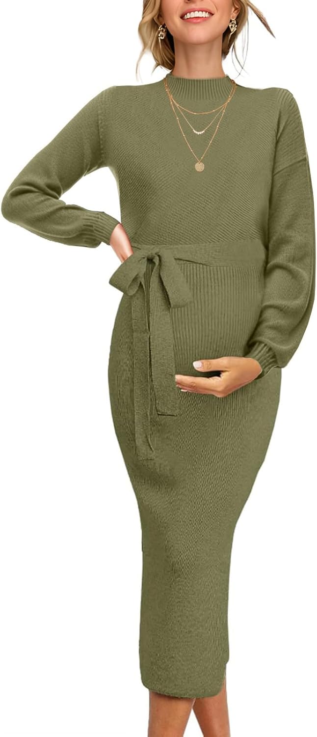 Winter Fall Maternity Sweater Dress 2026 Photoshoot Bridal Shower Side Slit Bodycon Maxi Dresses Pregnancy Clothes