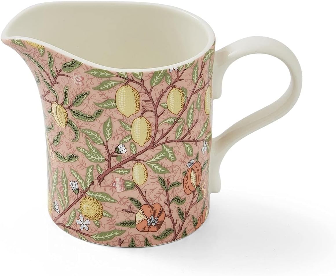 Morris & Co. 10oz Decorative Pitcher - Pomegranate Fruit Earthenware Jug for Milk, Cream (3.9" x 5.4") - Beautiful Kitchen & Tabletop Serving Pitcher - Dishwasher & Microwave Safe