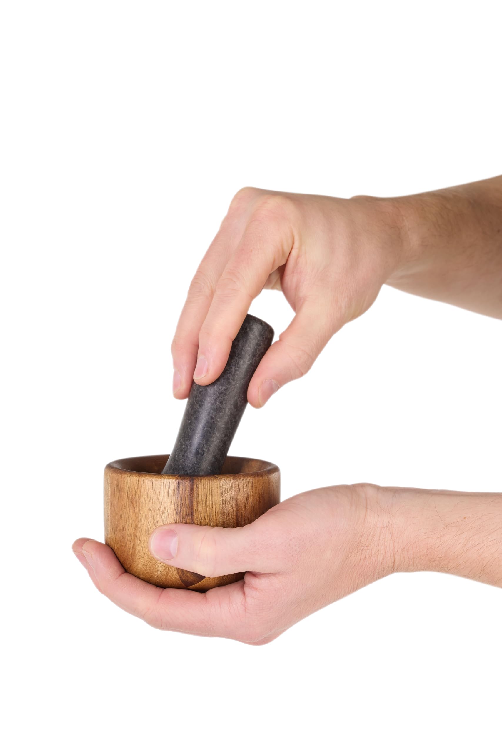 AdHoc Taru Pestle and Mortar Set, 9cm, Acacia Wood/Granite, Herb and Spice Grinder, Anti-Bacterial Surface - Image 3