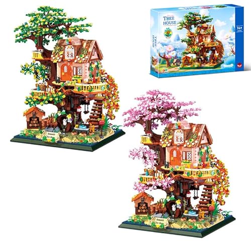 FULHOLPE Baumhaus Bausteine Bausatz, 3196+ Klemmbausteine Modular Tree House Modellbausatz, Konstruktionsspielzeug Nicht Kompatibel mit Großen Marken Baumhaus