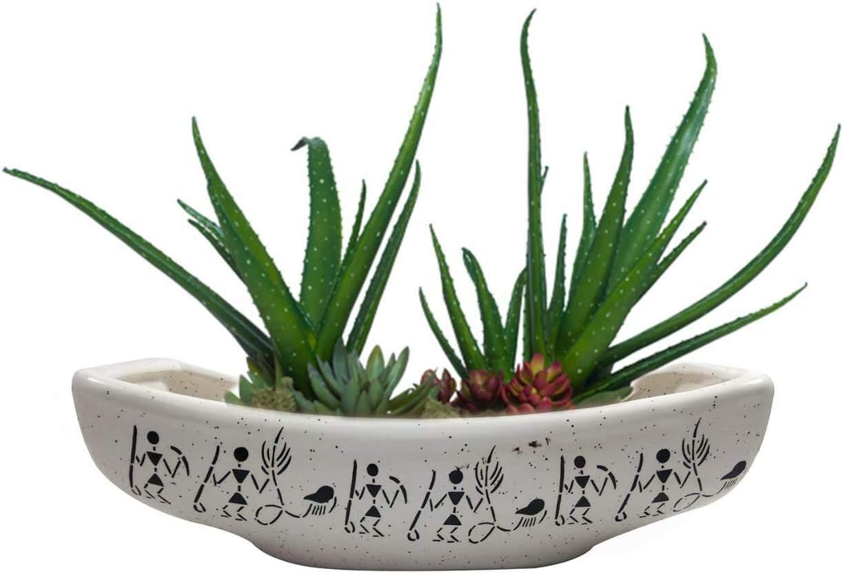 India Meets India Handicraft Ceramic Flower Pots Ceramic Planter Plant Pots Indoor Outdoor Planter, Best Gifting, Made by Awarded Indian Artisans