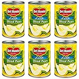 Del Monte Lite Sliced Pears (Bartlett) in Extra Light Syrup 15oz Can (Pack of 6)
