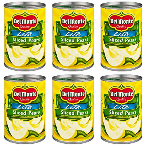 Del Monte Lite Sliced Pears (Bartlett) in Extra Light Syrup 15oz Can (Pack of 6)