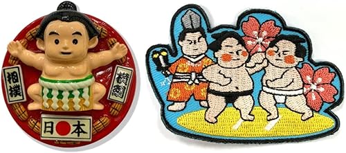 A-ONE Sumo Wrestlers Yokozuna Japón 3D Vintage Frigorífico Imán 1PC+Sumo Match coser hierro en parche 1PC Locker Freezer Magnet, emblema parche para