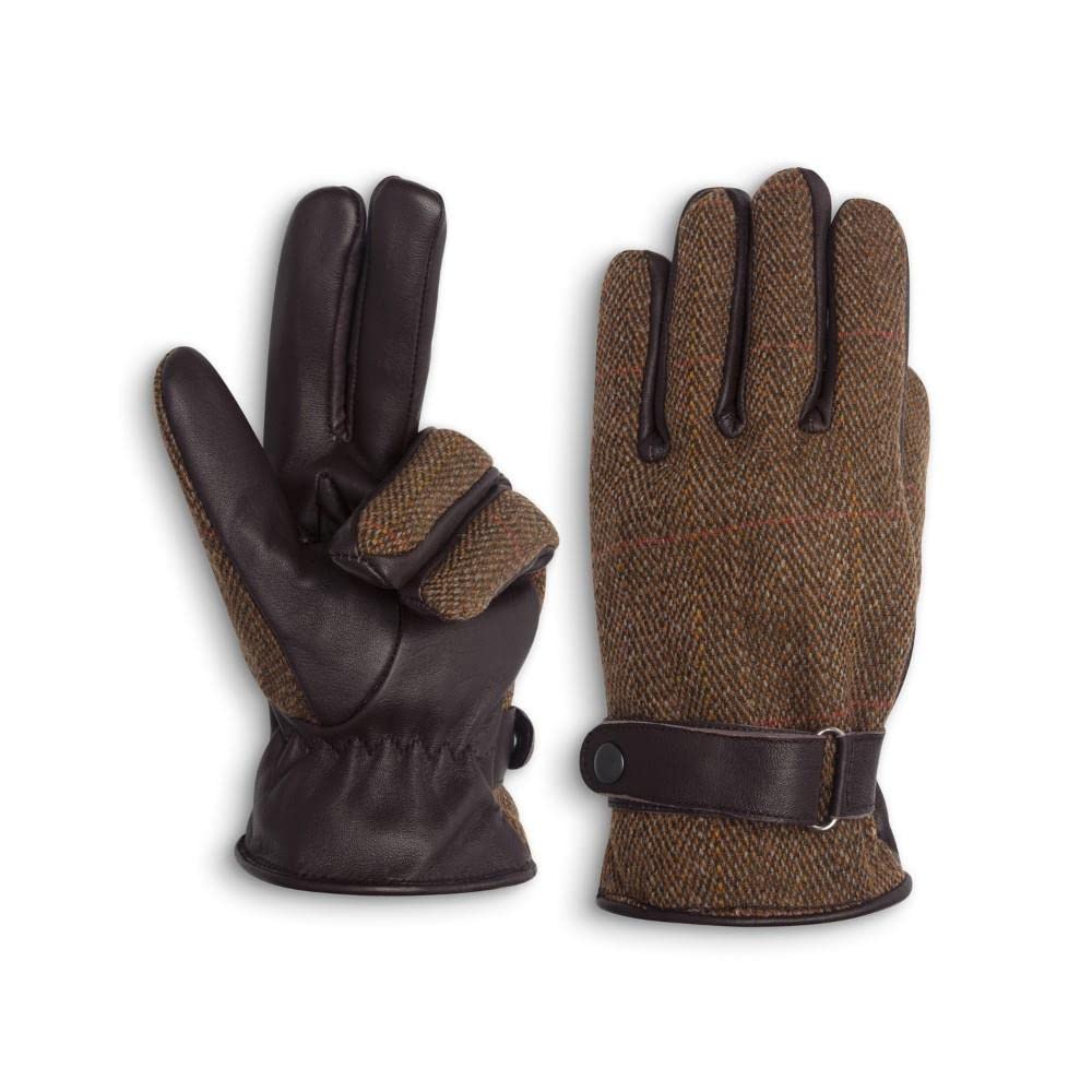 WALKER AND HAWKES - Derby Tweed Brookmore Gloves - Brown Tweed - Small