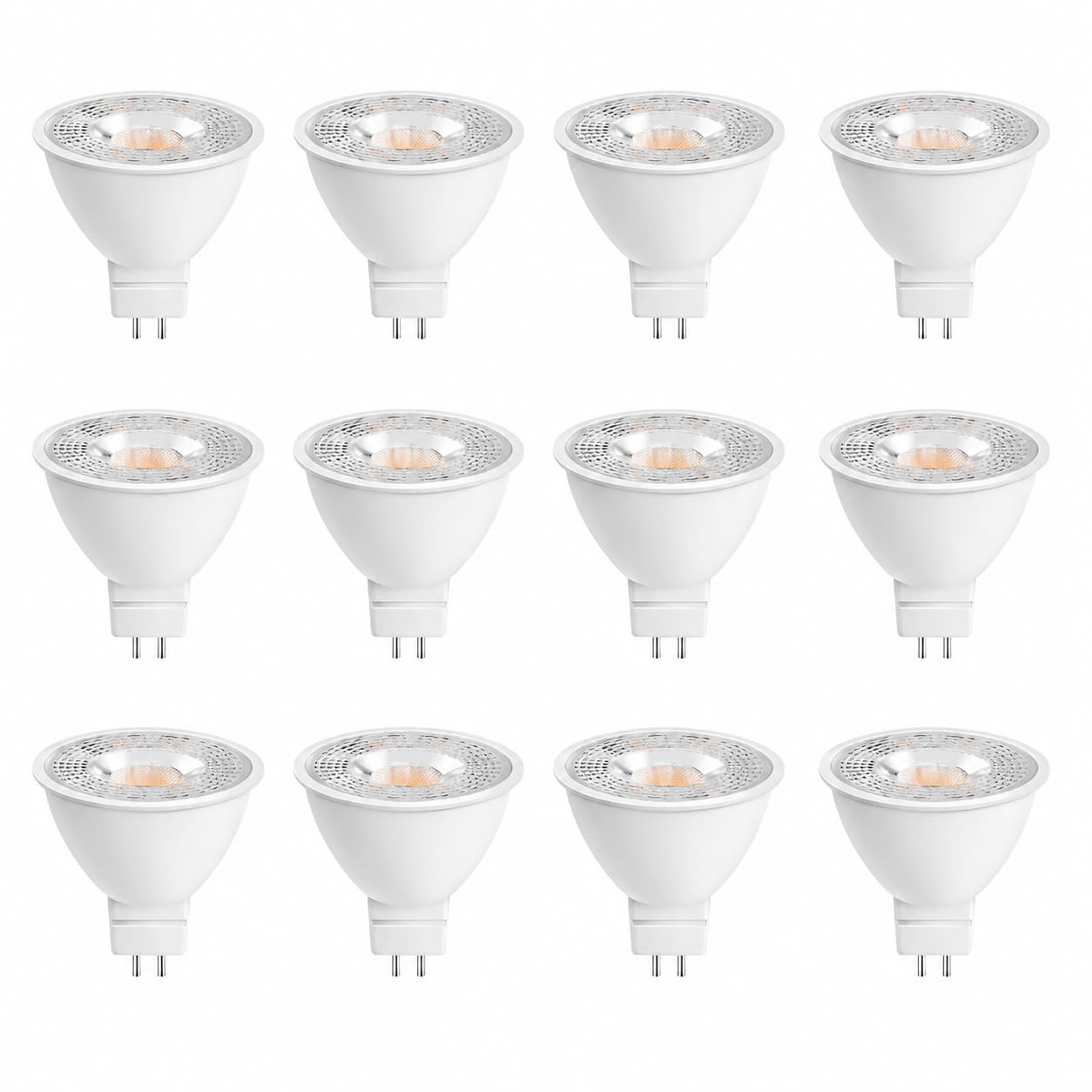 Lighxprenial MR16 GU5.3 LED Bulb, 7W, 12V, 120° Flat Cover (Flood), 3000K Warm White, for Track & Landscape Lighting, 12 Pack