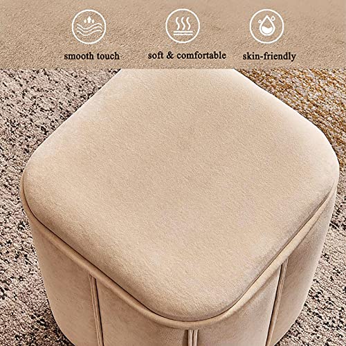 Tabouret de rangement en velours avec repose-pieds de salon vert - 6