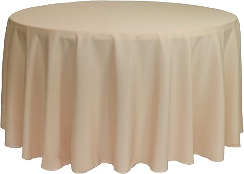 YOUR CHAIR COVERS - Mantel redondo de poliéster prémium de 120 pulgadas - Mantel de lino color champán para mesas redondas estándar