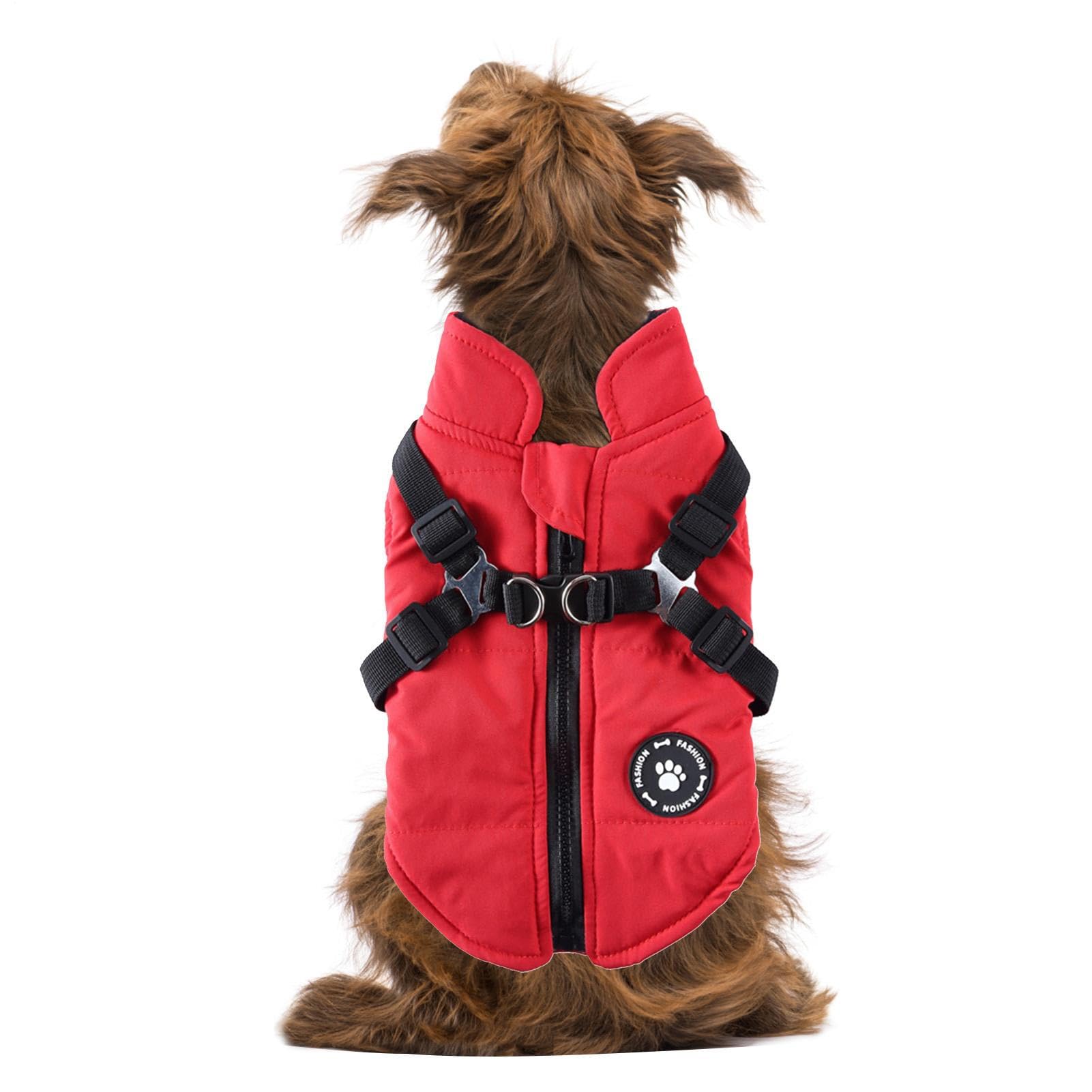 Waterproof Dog Coat With Harness, Adjustable Reflective pet dogs Harness Vest Winter Puppy Clothes With Chest Strap, Warm Coats & Jackets For Small Medium Large Dogs Winter Warm XS-2XL