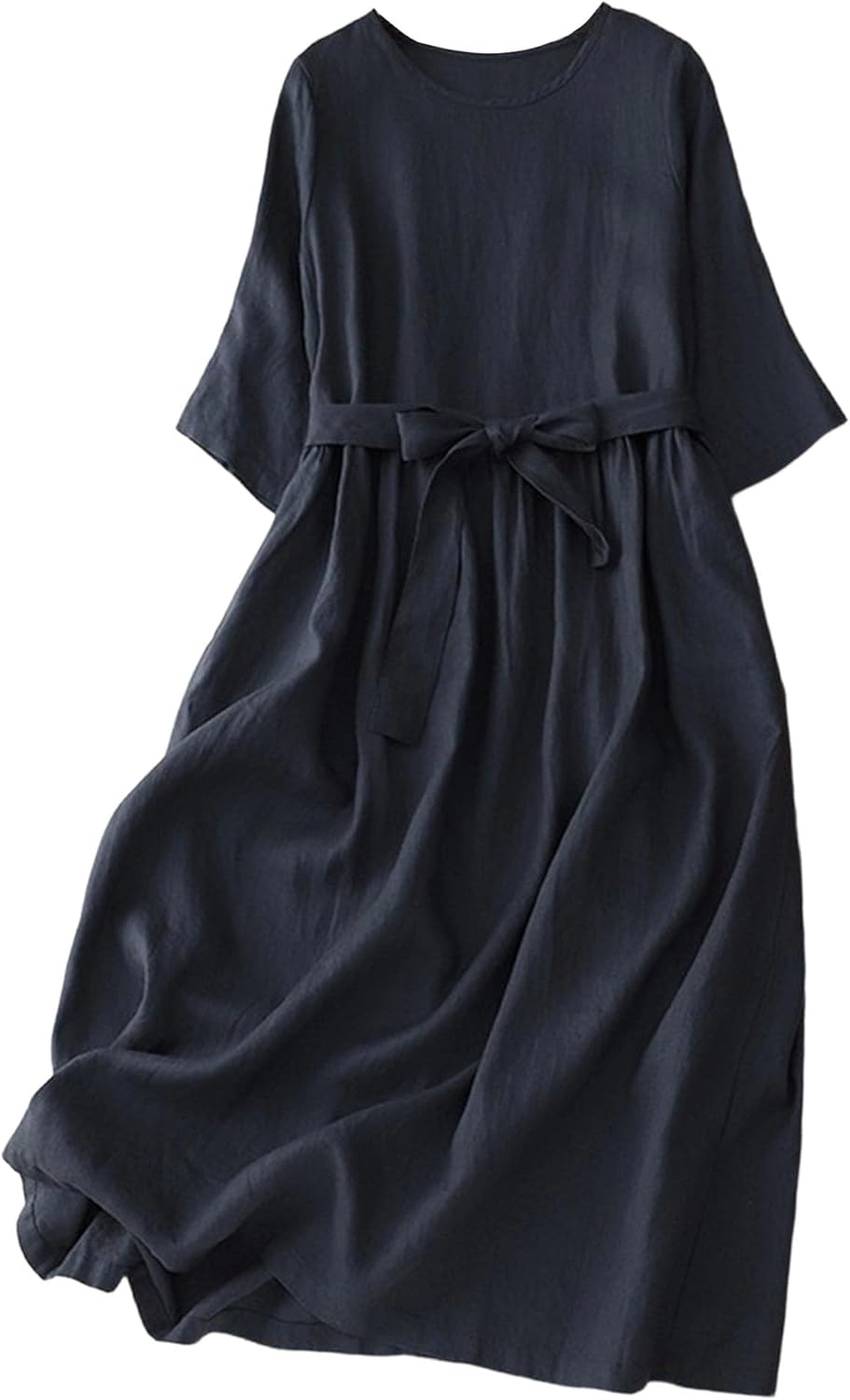 Women's Cotton Linen Short Sleeve Dress Plain Classic Trendy Boho Dresses for Women 2026