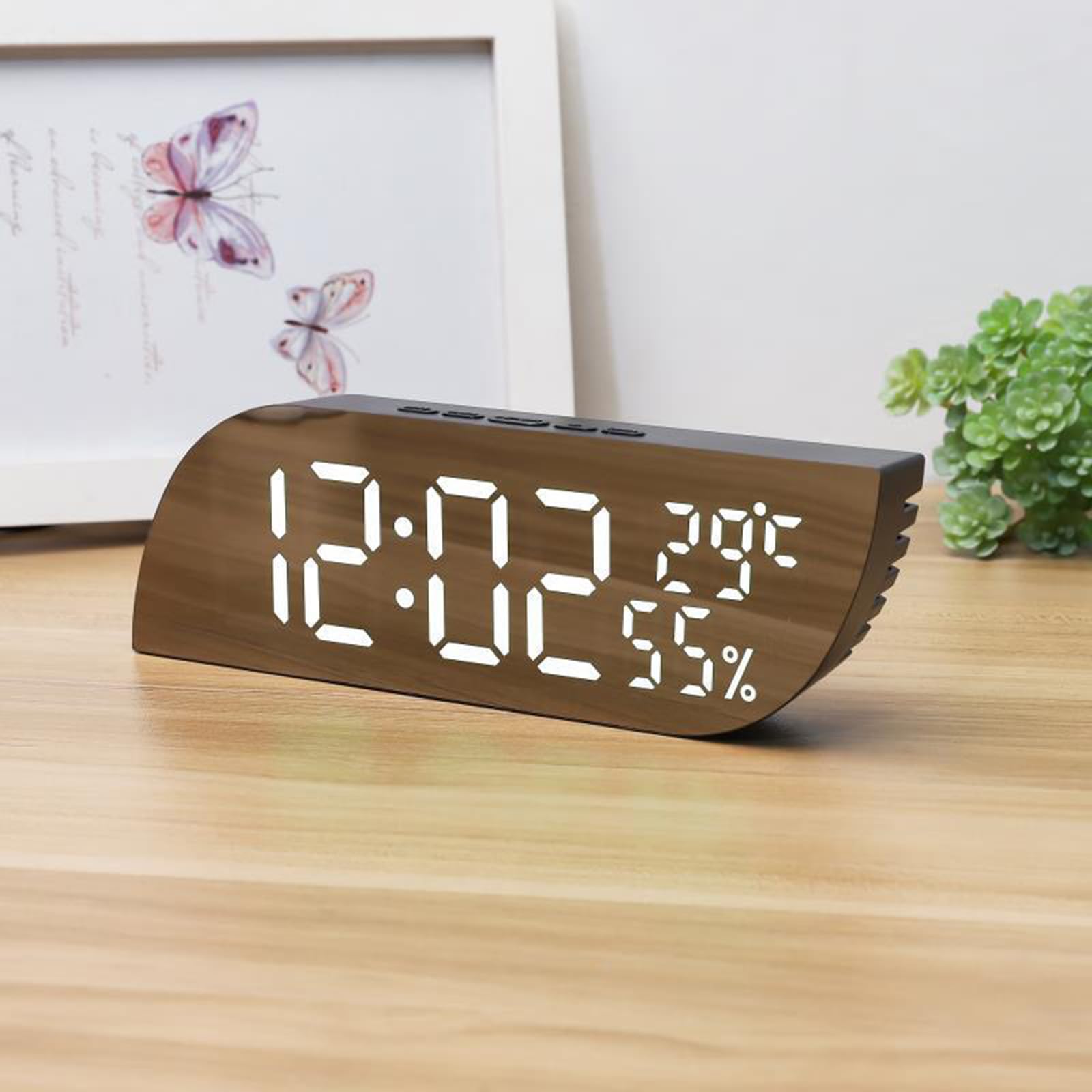 BBTISG Digital Alarm Clock with LED Display, Digital Clock with Backlight,Temperature, 2 Adjustable Brightness Portable Mirror Alarm with Alarm (White)