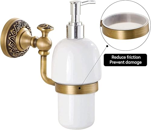 Miniatura 4 de Leyden Dispensador de jabón de latón antiguo, bomba de jabón de mano para montaje en pared, soporte de líquido para baño, botellas de loción, platos