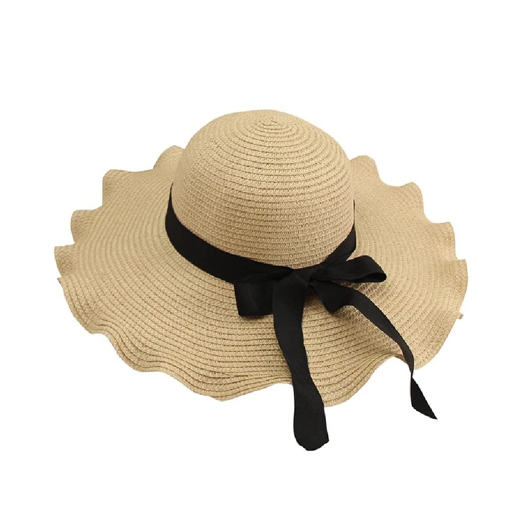 Strohhut für Damen, Strand, Sonnenhüte, Freizeit, Reisen, Urlaub, Zubehör, breite Krempe (B, Einheitsgröße)