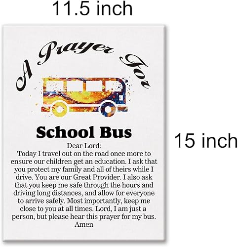 Miniatura 2 de LEXSIVO A School Bus's Prayer Canvas - Lienzo decorativo para el hogar, decoración de pared para conductores de autobús escolar, pintura de regalo