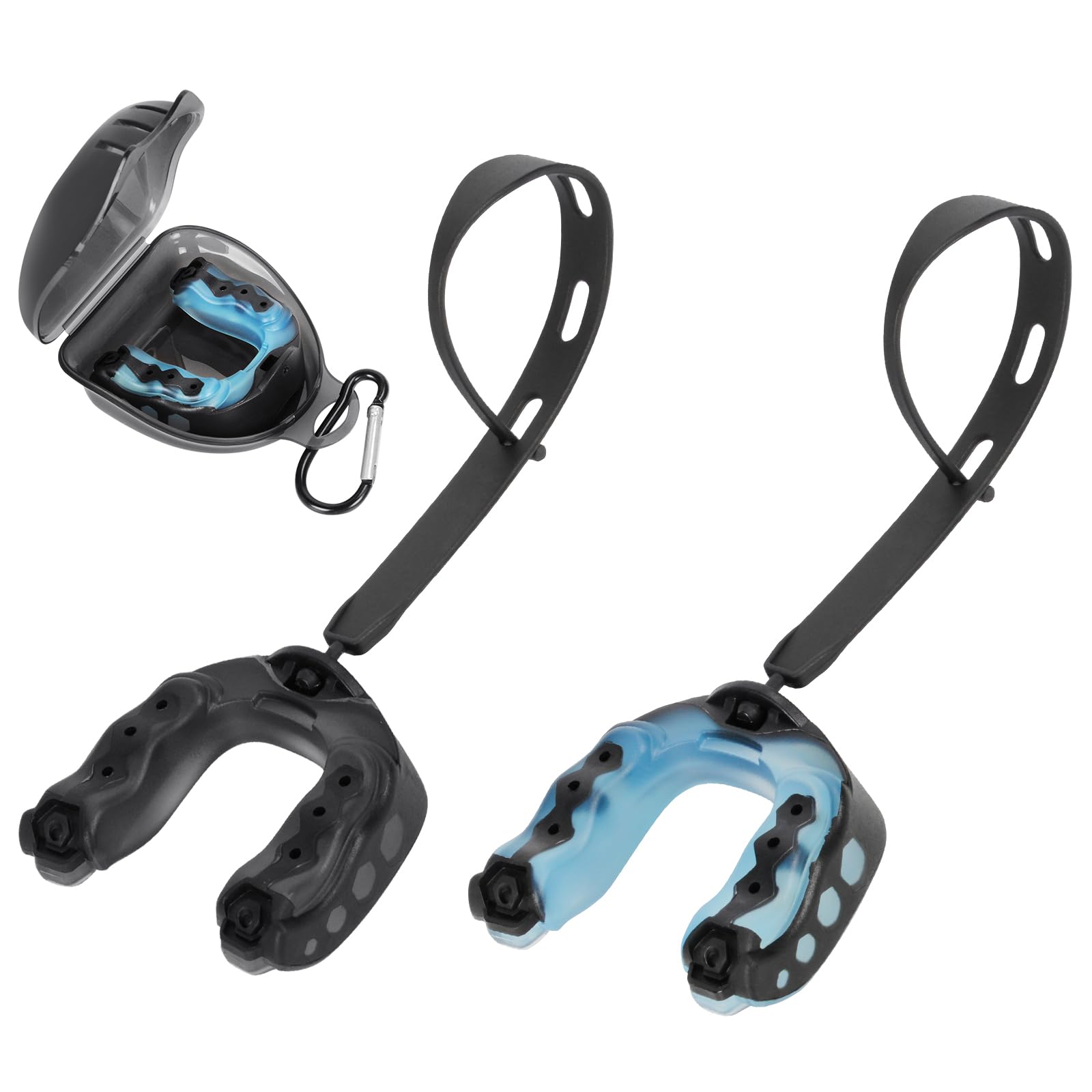 Fußball-Mundschutz mit Etui, 2 Stück, Jugendsport-Mundschutz, professioneller Mundschutz für Hockey, Boxen, Hockey, Basketball, MMA, Lacrosse