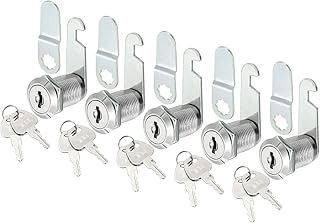 uxcell Cabinet Drawer Cam Lock, 1" Cylinder Length Fits Up to 5/8" Thickness Panel, Keyed Alike Zinc Alloy Secure File Drawer Toolbox Mailbox 5Pcs