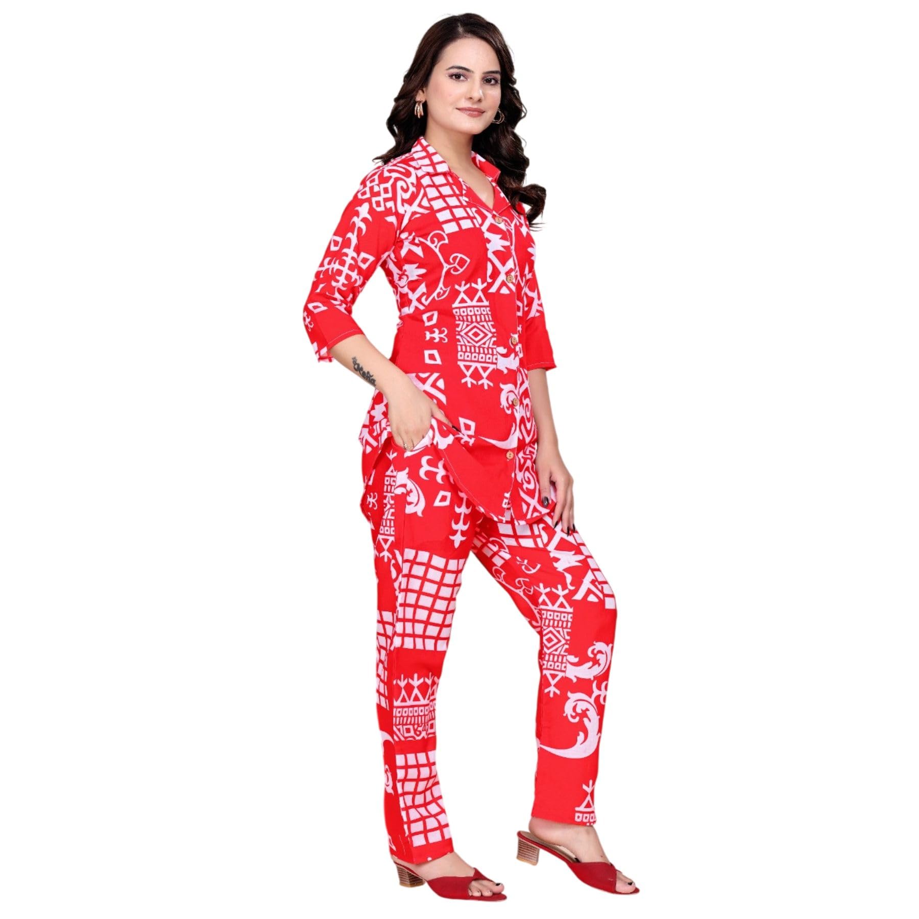 Women Coord Set Polyrayon Digital Print Kurta Pant Set for Women | 3/4 Sleeve Co Ord Set for Casual Wear, Office Wear| Stylish Top and Pant Set-image-20