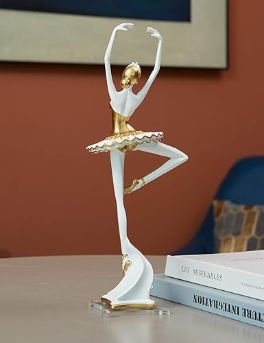 Miniatura 10 de HAUCOZE Bailarina Estatua Estatua Ballet Bailarina Escultura Mujer Dama Decoración para el Hogar Accesorios Regalos Caja de Regalo Resina 30cmH