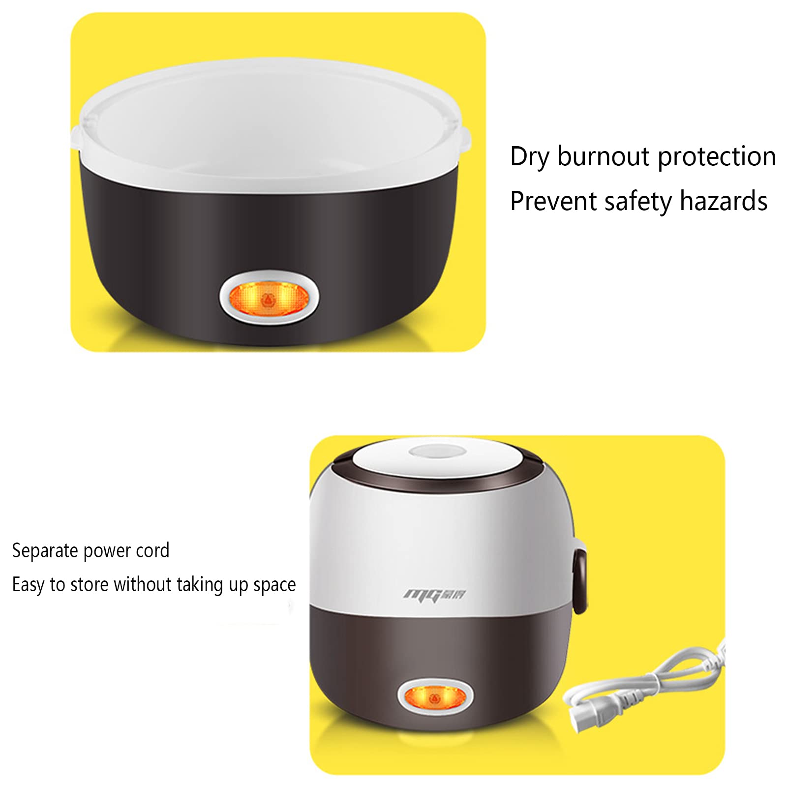 CASOTA Fiambrera Bento Caja Bento Cajas Bento con Compartimentos Hombres Adultos A Prueba de Fugas Eléctrica for Mujeres Termo con Aislamiento Térmico Acero Inoxidable Doble Capa Automático 220V 200W