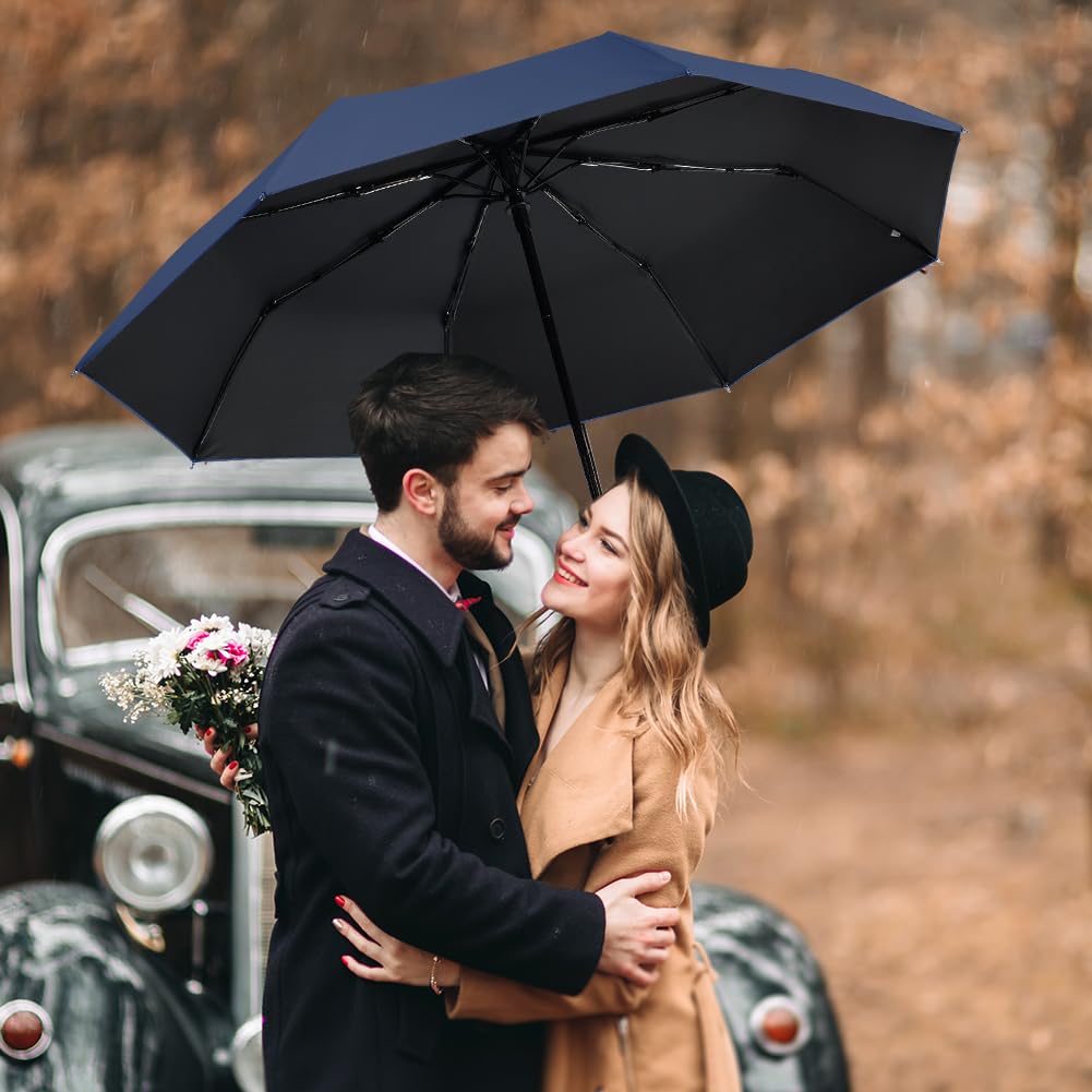 Vicloon Parasol podróżny, składany, 10 żeber, kompaktowy, odporny na wiatr, automatycznie otwierany/zamykany, solidny, wzmocniony, przenośny, dla mężczyzn i kobiet