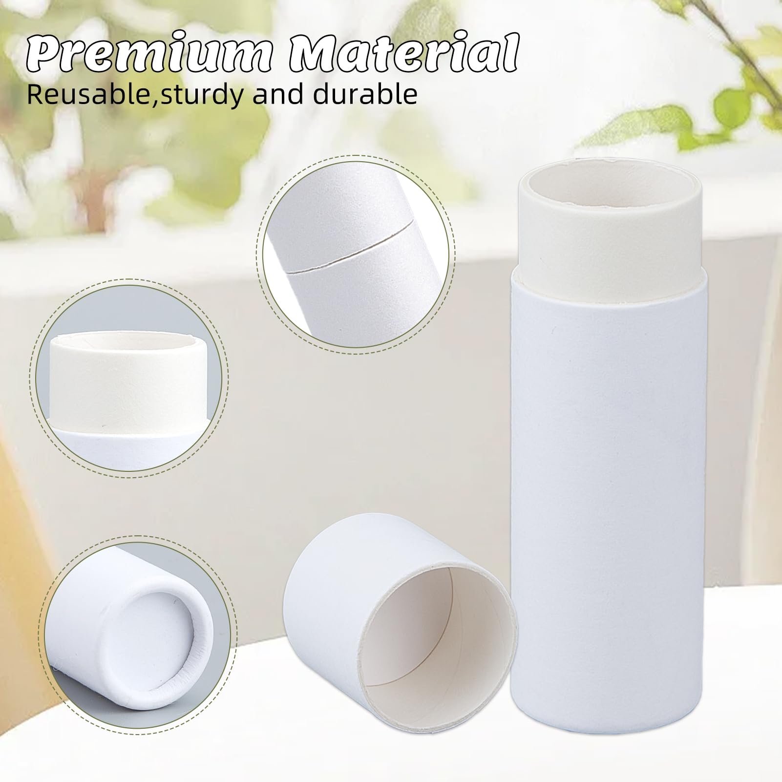 NICENEEDED 20 Tubo de Bálsamo Labial de Cartón Vacío, Tubo de Lápiz Labial de Papel Kraft Rellenable, Recipiente Redondo de Cartón para Brillo Labial