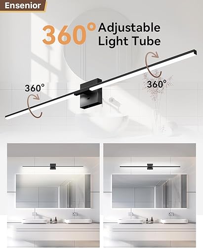 Miniatura 3 de Ensenior Moderna lámpara de tocador de baño de 48 pulgadas, atenuador incorporado, 28 W regulable 5CCT luces de baño, luces de tocador de barra