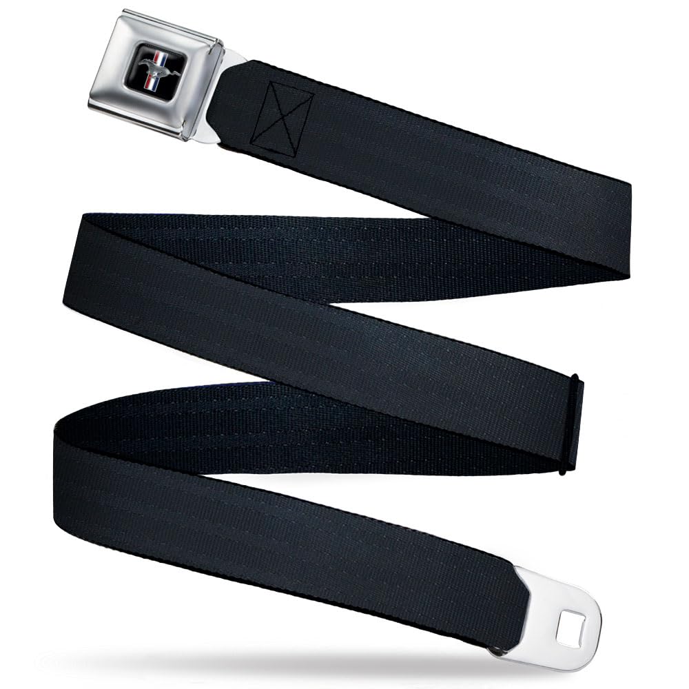 Buckle-Down Seatbelt Belt - Black - 1.0" Wide - 20-36 Inches in Length, Ford Mustang, Adult XL (34"-52")