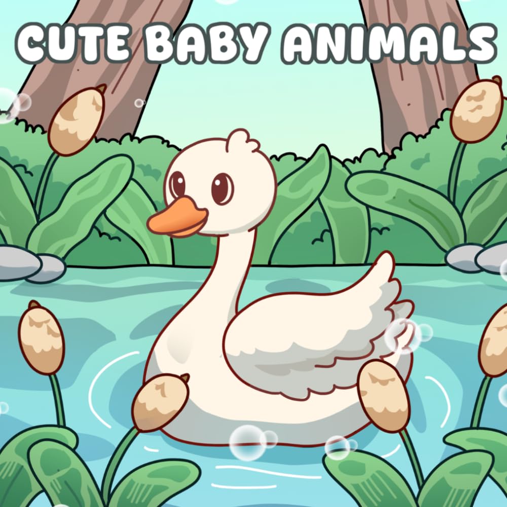 Cute Baby Animals: A Bold and Easy Coloring Book 40 Adorable Illustrations of Jungle & Ocean Animals | Simple Designs for Kids, Teens, and Adults to Relax and Unwind