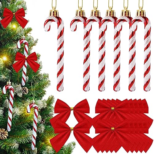 FUKPO 6 Stück Zuckerstangen Weihnachtsdeko und 12 Stück Rote...