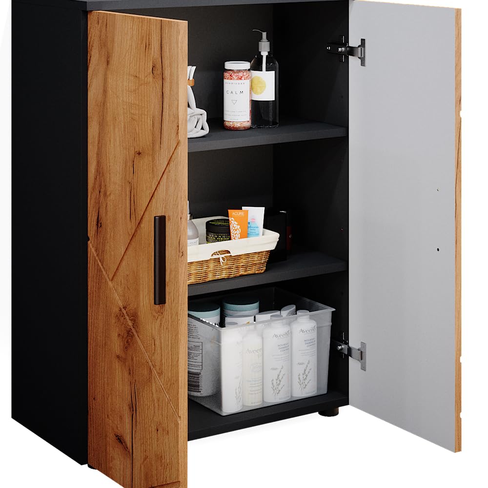 Vicco Midischrank Irma, Anthrazit/Goldkraft Eiche, 60 x 81 cm, zur Aufbewahrung im Bad und kombinierbar mit Irma-Serie