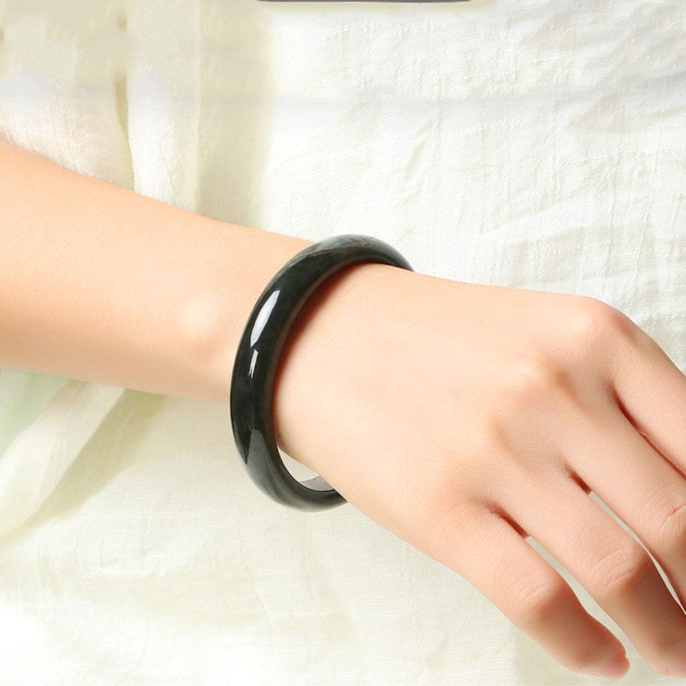 Bracciale di Giada Verde, Braccialetto Cinese, Braccialetto di Giada Naturale Agata Verde Bangleo con Scatola, 56 mm