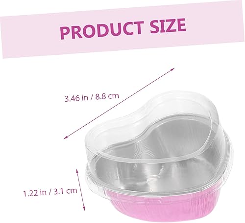 Miniatura 6 de LIFKOME 40 unidades de papel de aluminio en forma de corazón, tazón para hornear, molde para pasteles con tapa, taza de corazón para hornear, molde