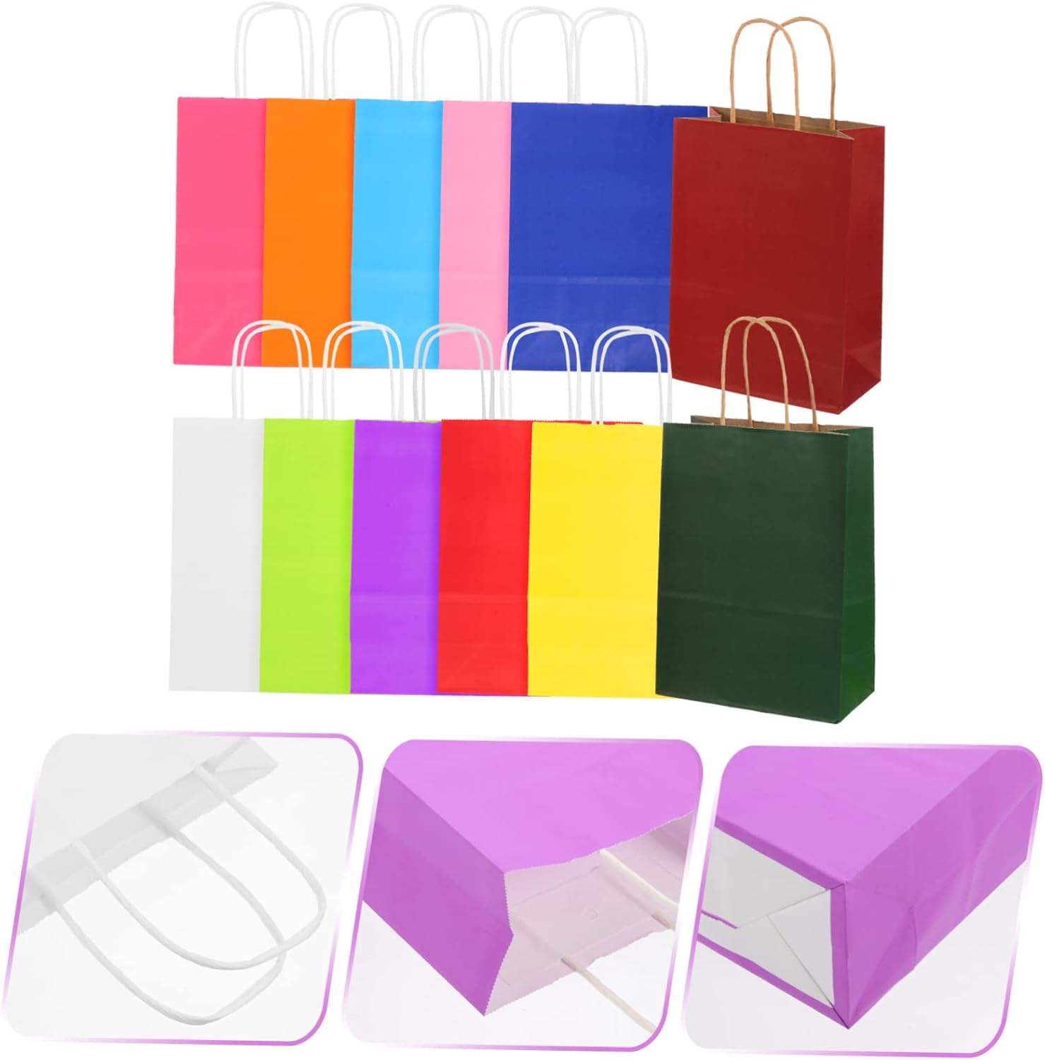 Parliky 24pcs Colorful Paper Gift Bags with Handle for Party Holiday Xmas image 4