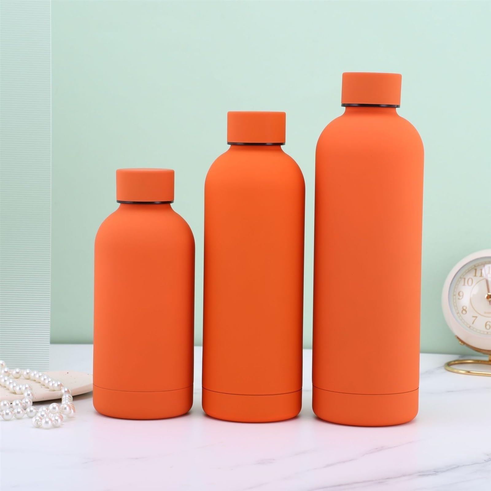 MRKU Isolierte Wasserflaschen, isolierter Wasserbecher aus Edelstahl, tragbar, einfacher Wasserbecher, großes Fassungsvermögen, Wasserbecher fürs Büro, Sportwasserflasche