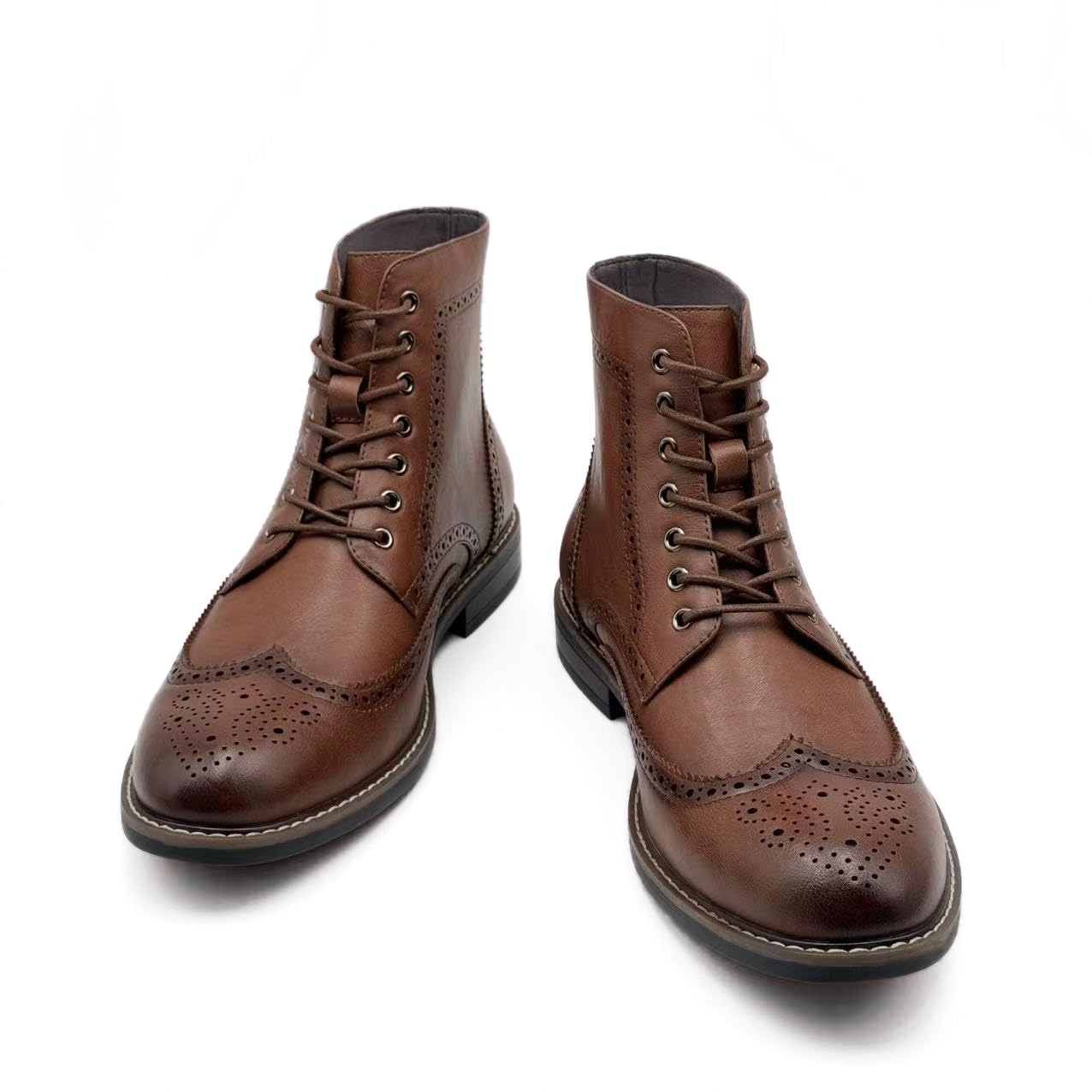 Finishing & Sewing Bottes à bout ailé pour homme, style brogue classique, chaussures habillées à lacets Oxford