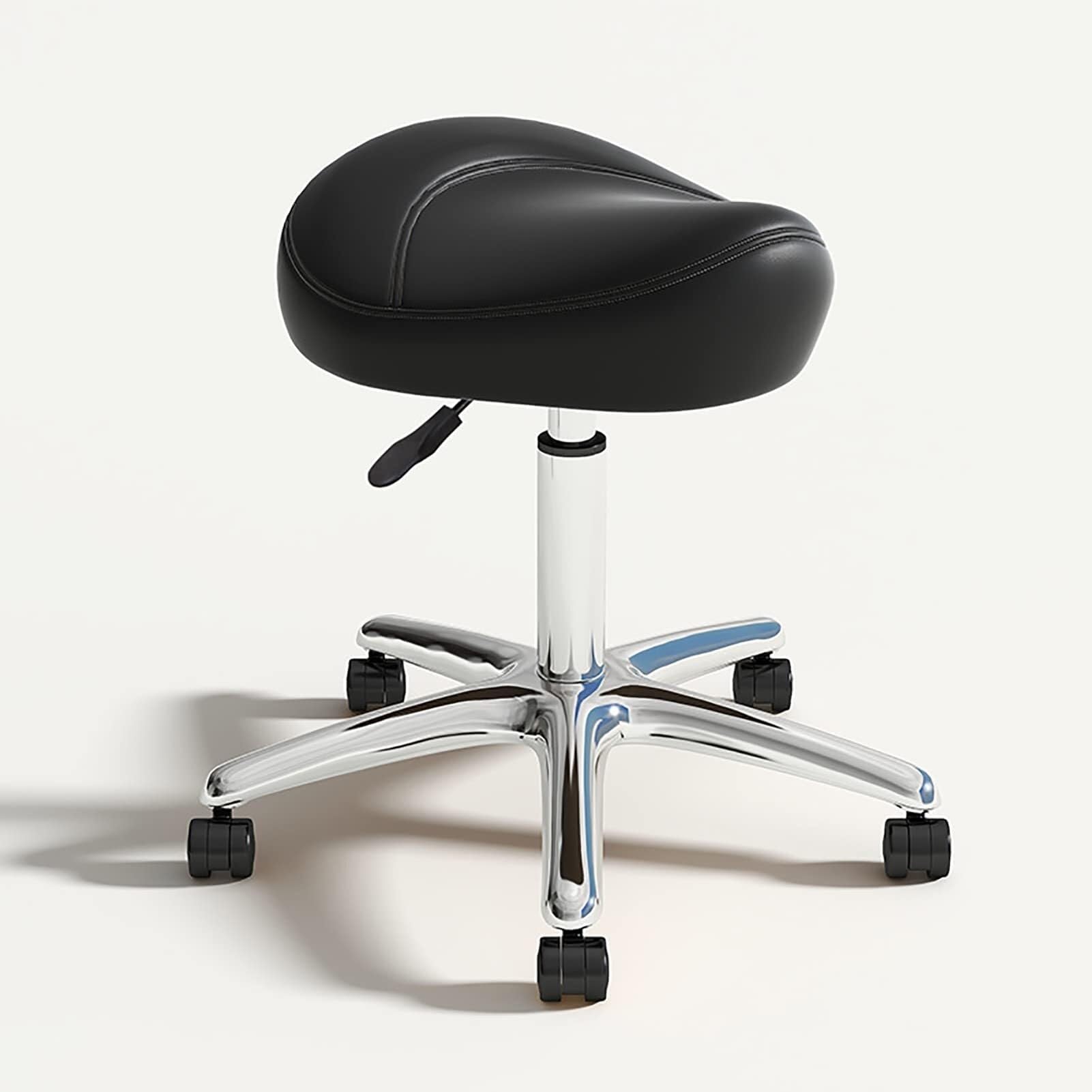 Sedia a sella, sgabello a sella girevole con ruote, altezza regolabile, sedia ergonomica resistente for laboratorio, clinica, dentista, salone, massaggi, ufficio e cucina di casa(A)