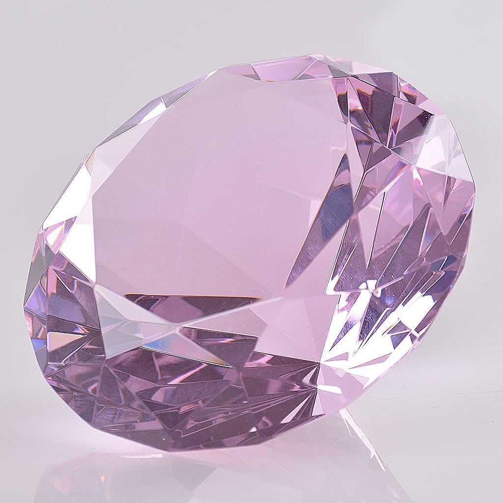 LONGWIN 100mm(3.9") W Crystal Diamond Paperweight Ornament Home Venue Decorations Solid Color Pink - Image 4