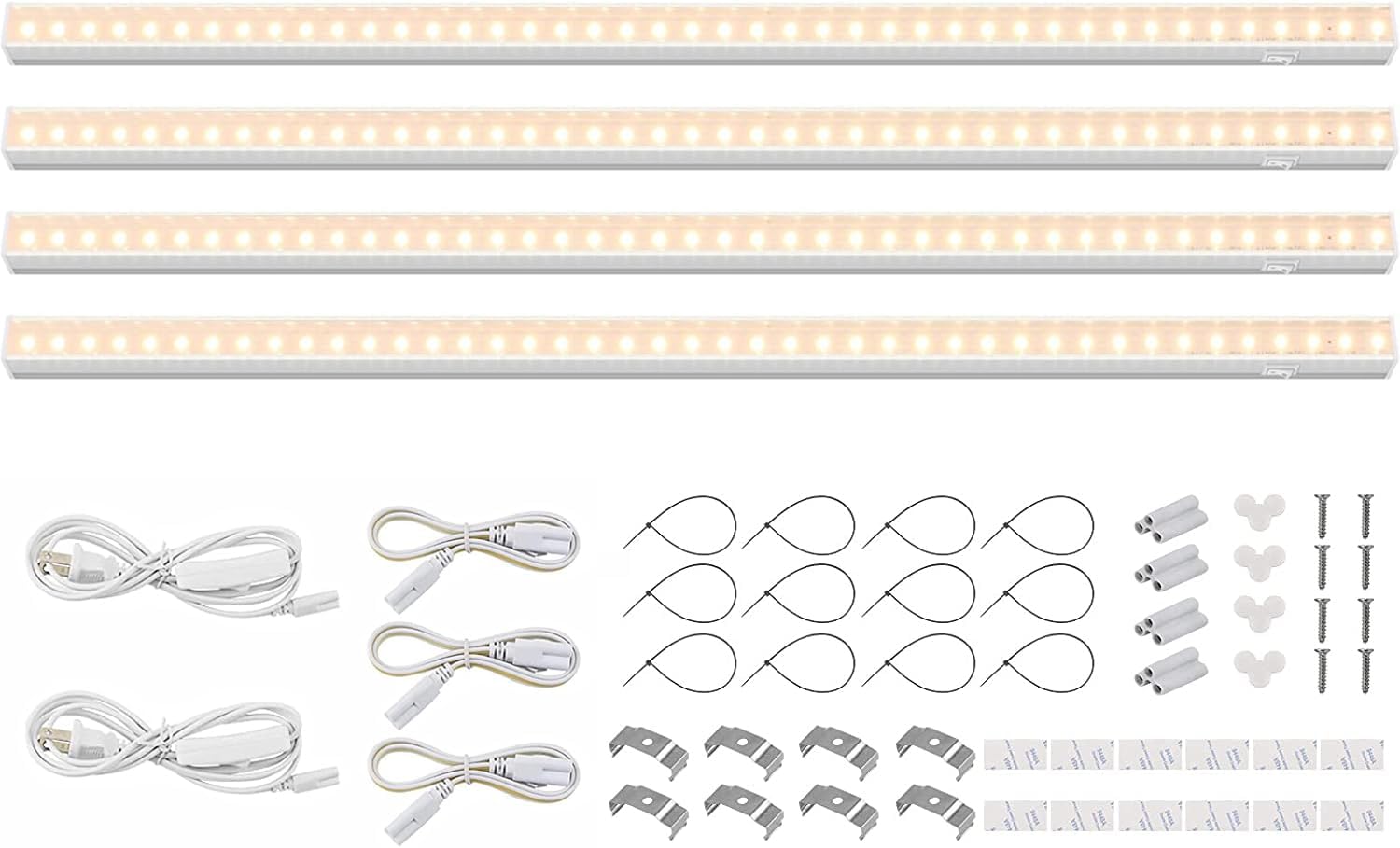 Barrina Grow Lights for Indoor Plants Full Spectrum, 2ft 40W (4 x 10W), T5 Plant Lights for Indoor Plants, Greenhouse, Plug and Play, Yellow, 4-Pack