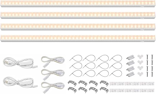 Vista 27 de Barrina Luces de cultivo T5, luz de crecimiento de espectro completo, 3 pies 128 W (8 x 16 W, equivalente a 800 W), luces LED de cultivo