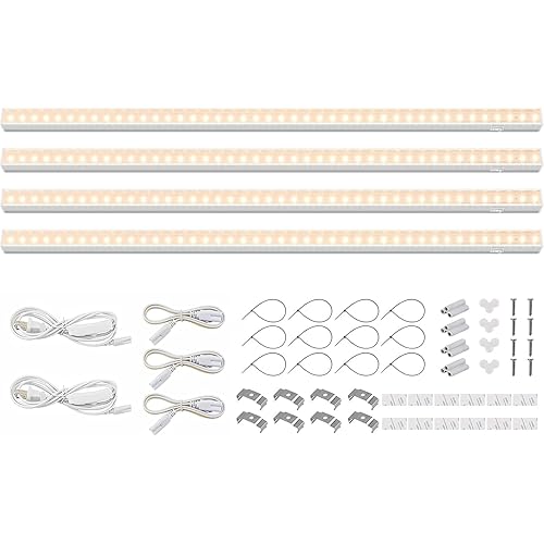 Barrina Grow Lights for Indoor Plants Full Spectrum, 2ft 40W (4 x 10W), T5 Plant Lights for Indoor Plants, Greenhouse, Plug and Play, Yellow, 4-Pack