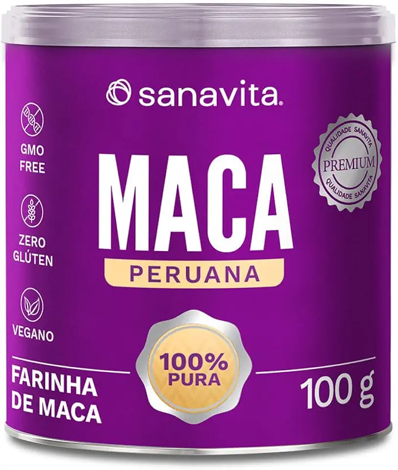 Maca Peruana 100% Pura Sanavita - Farinha de Maca 100g zero glúten