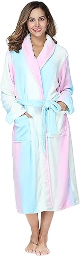 RONGTAI Bata de baño para mujer, de felpa, cálida, larga, de forro polar, ropa de dormir